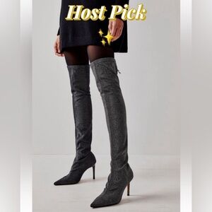 Free People x Vicenza All That Shimmers Over The Knee Stiletto Boots